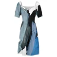 thumbnail image 5 of Blue Aqua And Black Abstract Broad Brush Strokes Sleeveless Dress elegant chic women dresses promotion prom dresses 2024, 5 of 7