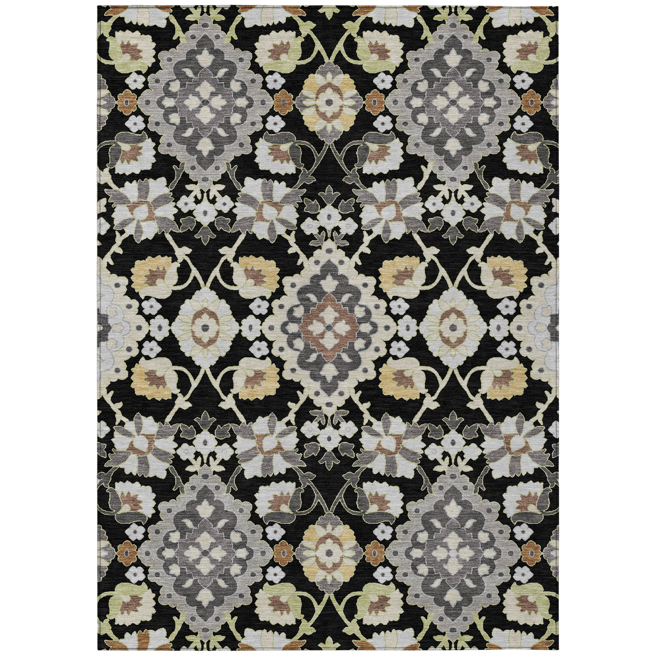 Addison Rugs Chantille Indoor/Outdoor Traditional Vintage Black Washable Rectangle Rug, 10' x 14'