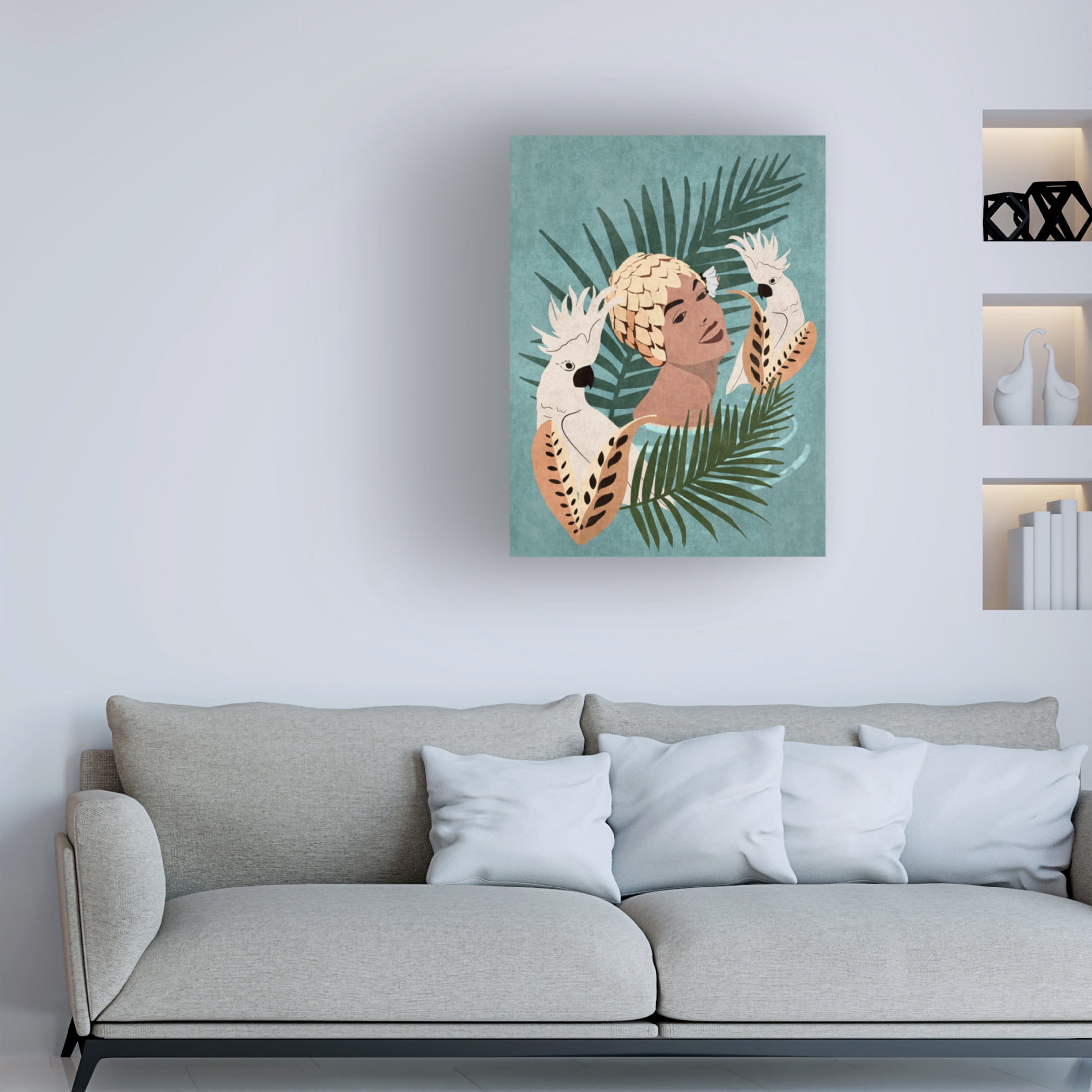 Trademark Fine Art Emel Tunaboylu  Parrot and Beauty Canvas Wall Art