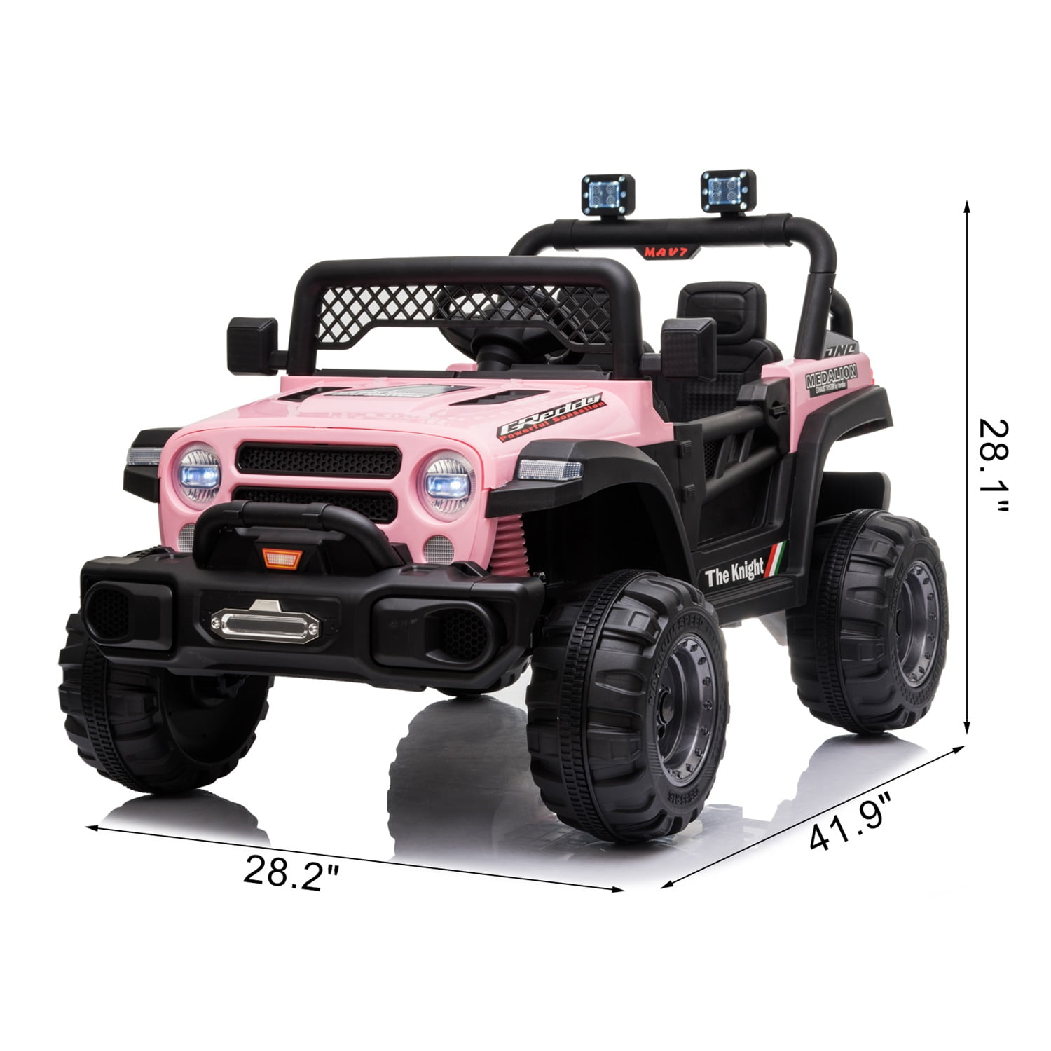 CIPACHO 12V Kids Ride On Truck Car with Parent Remote Control, Spring Suspension, LED Lights, AUX Port, Kids Electric Vehicle Toy, Pink