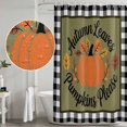 thumbnail image 5 of Fall Pumpkins Shower Curtain, Waterproof Shower Curtains for Bathroom, Thanksgiving Autumn Leaves Rustic Checkered Washable Fabric Bathtub Curtain Set Bath Decor with 12 Hooks Long 72"x84", 5 of 8