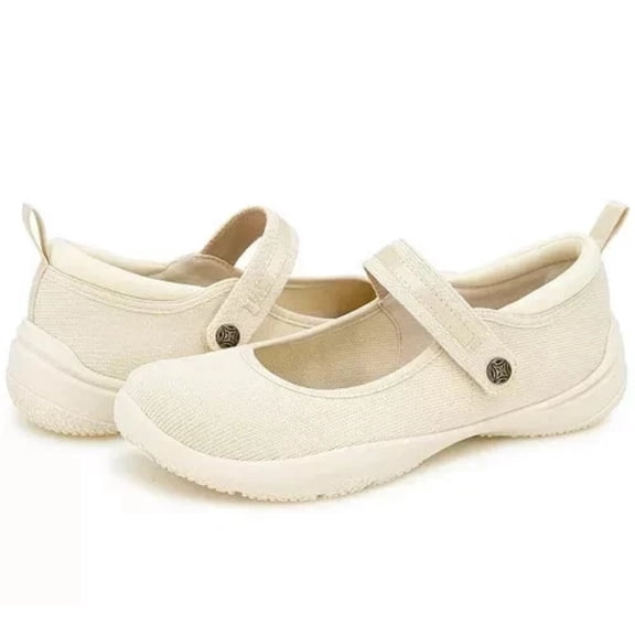 Jsport Women's Mary Jane Casual Shoes Outdoor Closed Toe Slip on Cream Size 9