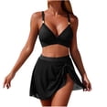 thumbnail image 2 of Trajes de baño para mujer, Trajes de baño para mujer, Traje de baño bikini de tirantes sin espalda de color liso para mujer, Conjunto de bikini con bloques de color y hombros descubiertos, Traje de ba, 2 of 6