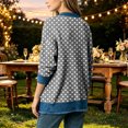 thumbnail image 4 of Women's Fall Winter Vintage Polka Dot Print Denim Patchwork Cardigan Jacket Button‑Front Open Coat with Pockets, Long Sleeve Retro Casual Outerwear Gray-B, 4 of 5