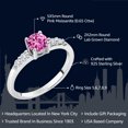 thumbnail image 2 of Gem Stone King 925 Sterling Silver Pink Moissanite and White Lab Grown Diamond Engagement Ring for Women (0.65 Cttw, Round 5MM, Gemstone Birthstone, Size 8), 2 of 6
