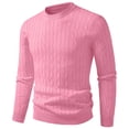 thumbnail image 5 of Men's Cable Knit Sweater Crew Neck Long Sleeve Pullover Top Solid Color Warm Casual Daily Wear Fall Winter, 5 of 7