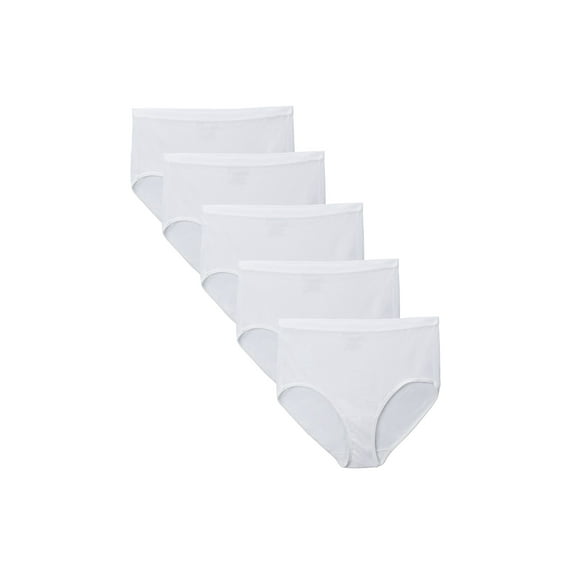 Fit for Me by Fruit of the Loom Women's Plus Cotton White Brief Panties - 5 Pack
