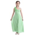 thumbnail image 2 of TiaoBug Kids Flower Girl Dress One-Shoulder Pleated Princess Wedding Bridesmaid Pageant Birthday Party Gown, 2 of 7
