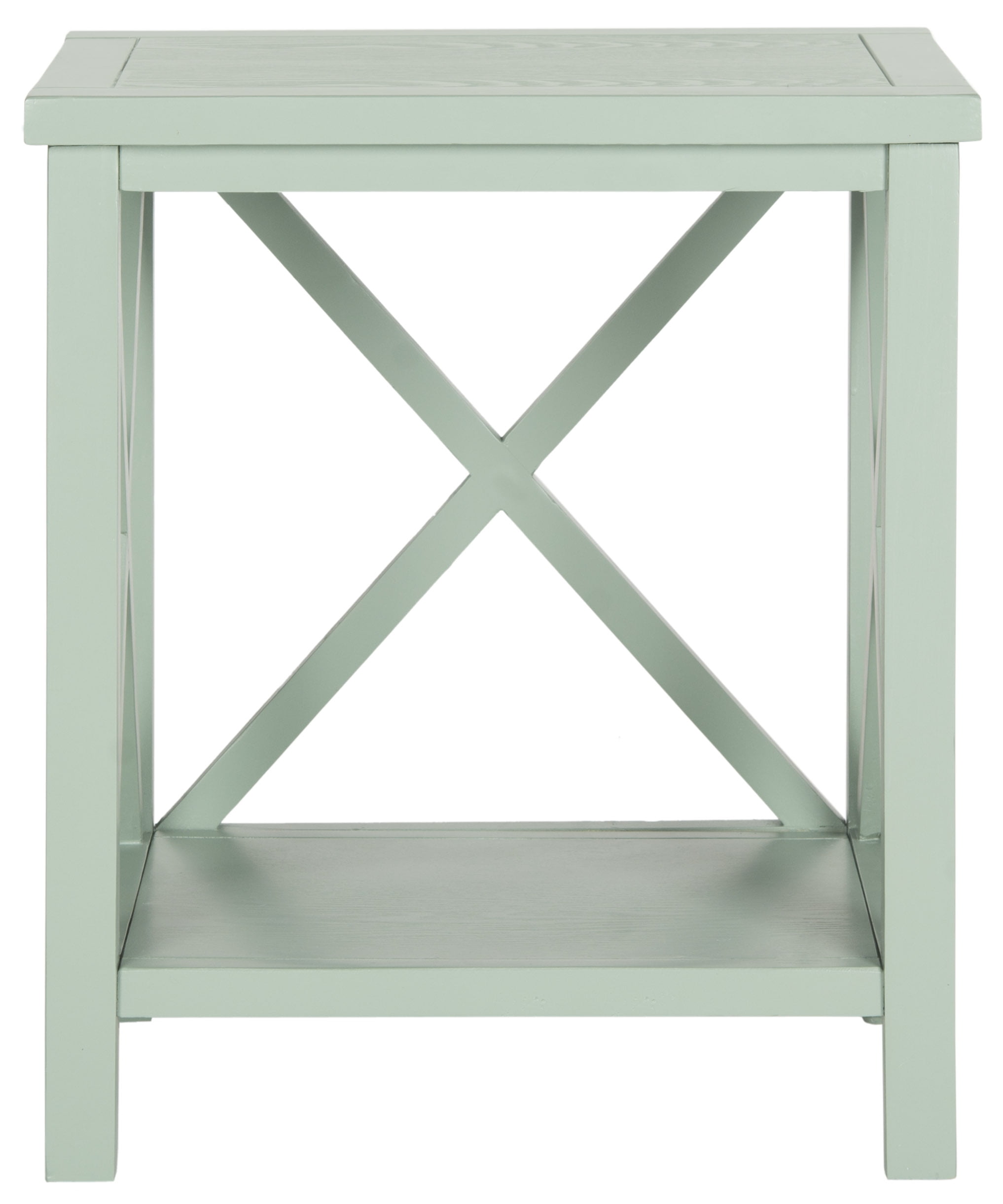 SAFAVIEH Candence Nautical Cross Back End Table, Dusty Green