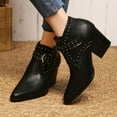 thumbnail image 4 of Oyedens Ankle Boots for Women 2024 Gothic Rivet Pointed Toe Mid Heels Short Dress Ankle Booties Party, 4 of 7