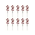 thumbnail image 2 of Taicans 10 Pack 6 Inch Artificial Red Berry Picks for Christmas Tree Burgundy Red Berries Stems Holly Berry Branches Ornaments Wreath Crafts Wedding Holiday Season Winter Home Decor, 2 of 8