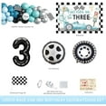 thumbnail image 2 of Race Car 3rd Birthday Decorations Balloon Garland Arch, 3rd Birthday Decorations for Boys, Can’t Catch Me I’m 3 Backdrop Checkered Flag, Retro Blue Vintage Car Three Year Old Party Supplies, 2 of 6