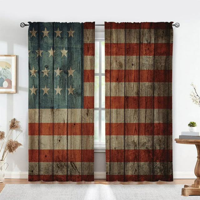 shyuyusa 2 Piece Patriotic Curtain Set Available In 5 Sizes For Window Bathroom Kitchen Cafe And Patriotic Home Decoration