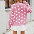 thumbnail image 4 of NAYTOAO Women Heart Print Cropped Cardigan Fall Long Sleeve V-Neck Open Front Knit Sweaters Casual Outerwear, 4 of 8