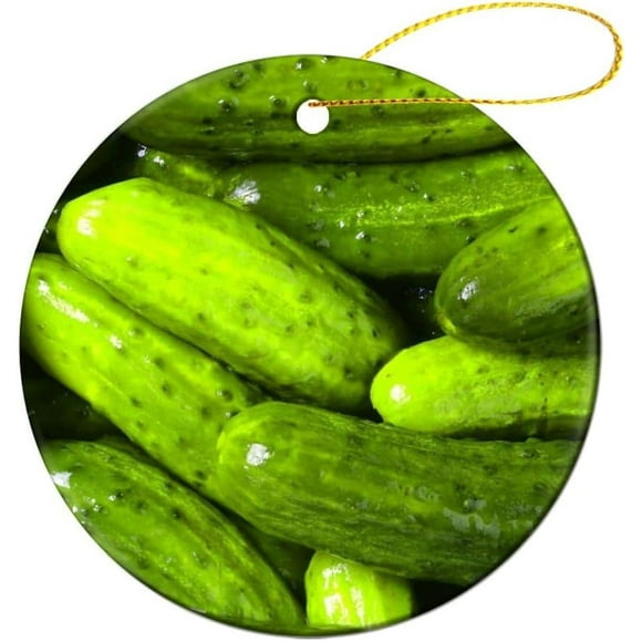 Funny Realistic Food Green Pickles Cucumbers Christmas Ceramic Ornaments for Home Decor Holiday Xmas Tree Hanging Ornament Christmas Tree Decoration Gifts for Family Friends