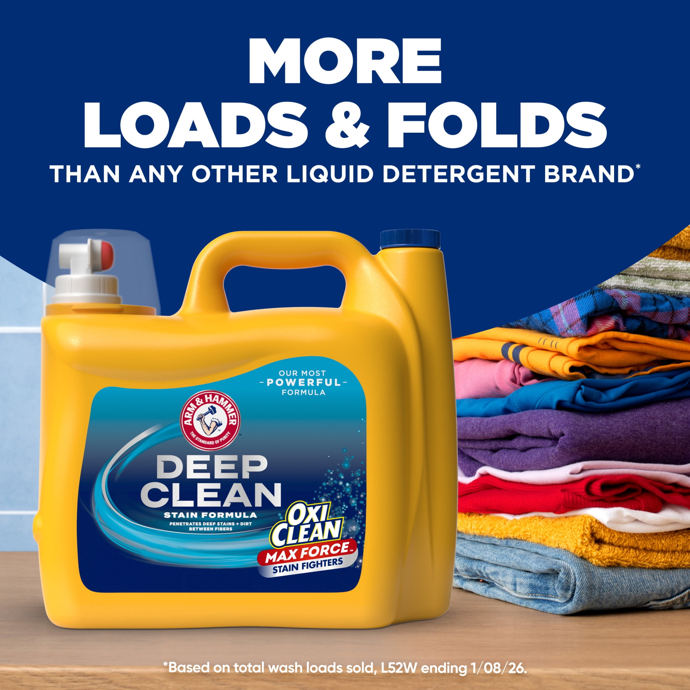 (2 pack) ARM & HAMMER Plus OxiClean Max Force Deep Clean Stain Detergent, Sparkling Clean, 150 Fl Oz