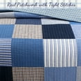 thumbnail image 4 of Cozy Line Home Fashions Blue Jean Plaid Stripe Tartan Patchwork Cotton Twin Reversible Quilt Bedding Set, 4 of 6