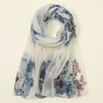 thumbnail image 2 of BRICH Lightweight Summer Scarves Fashion Flowers Printed for Women Wrap Scarf Head Shawl White One Size, 2 of 3