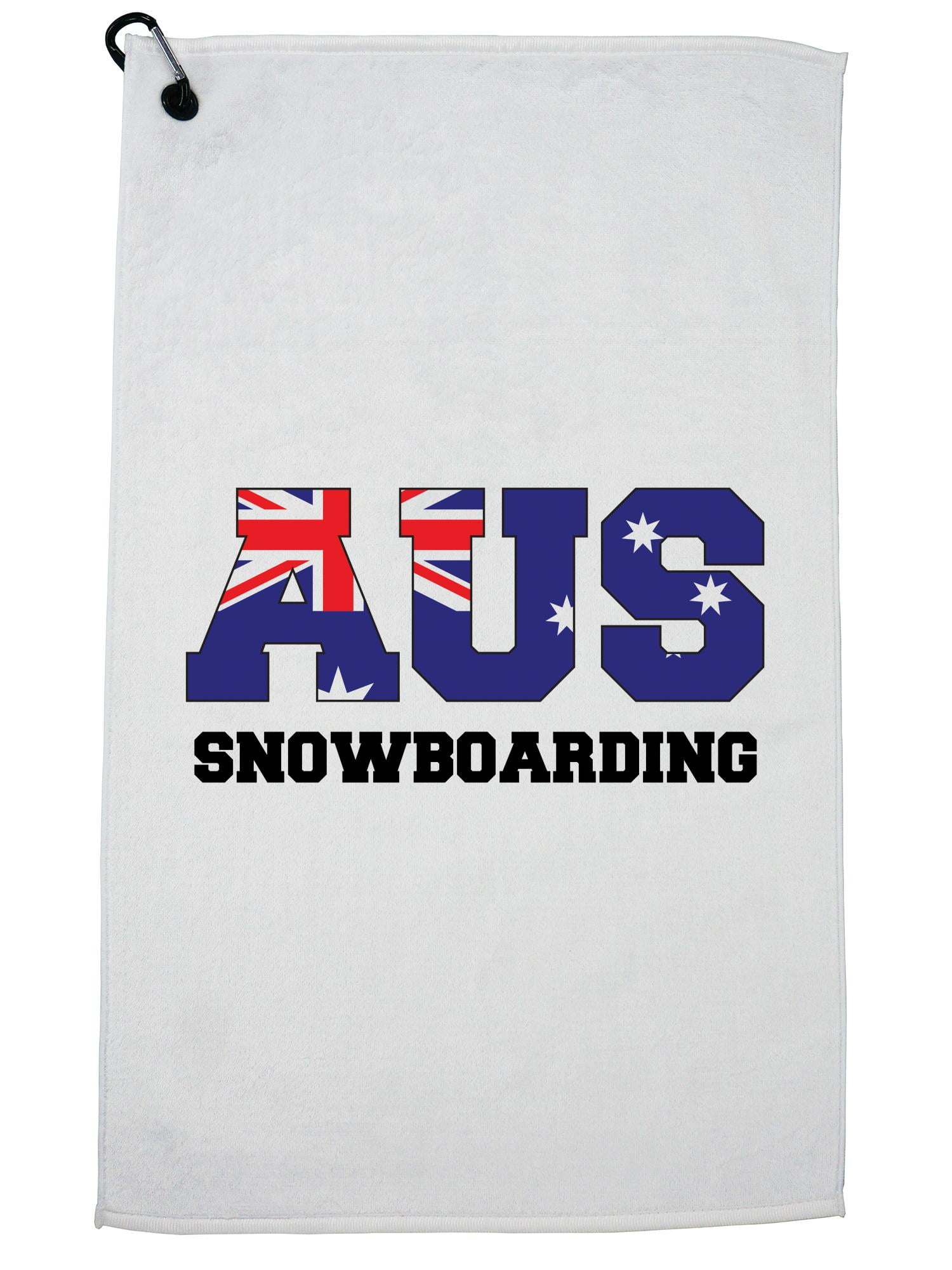 Australia Snowboarding Winter Olympic Korea Flag Golf Towel with Carabiner Clip by Hollywood Thread