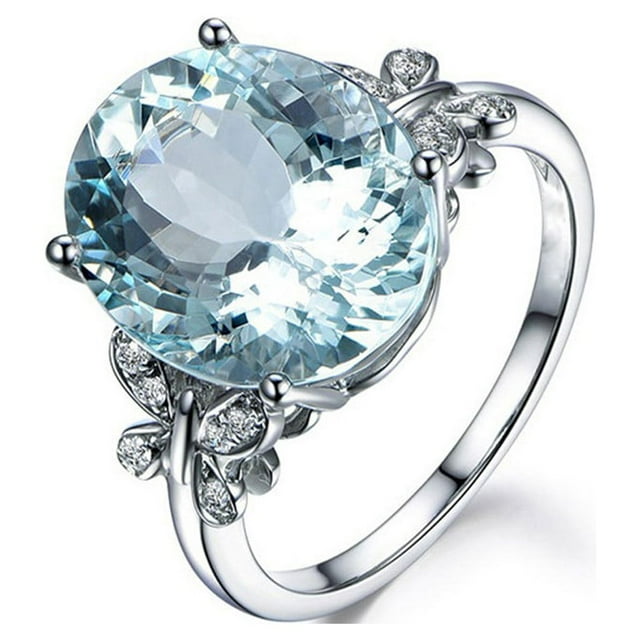 Fiudx Anillo de Diamante Azul, Joyería Antialérgica para Mujer, Cómodo Anillo para Cóctel, Anillo Único para Uso Diario, Regalo de Aniversario de Boda, Estilo Elegante, Precio Asequble.