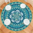 thumbnail image 2 of Floral Boho Print Stretch Tablecloth for Round Tables, Fits 38"-42", 44" Diameter Easy Clean Cover for Thanksgiving & Christmas, 2 of 7