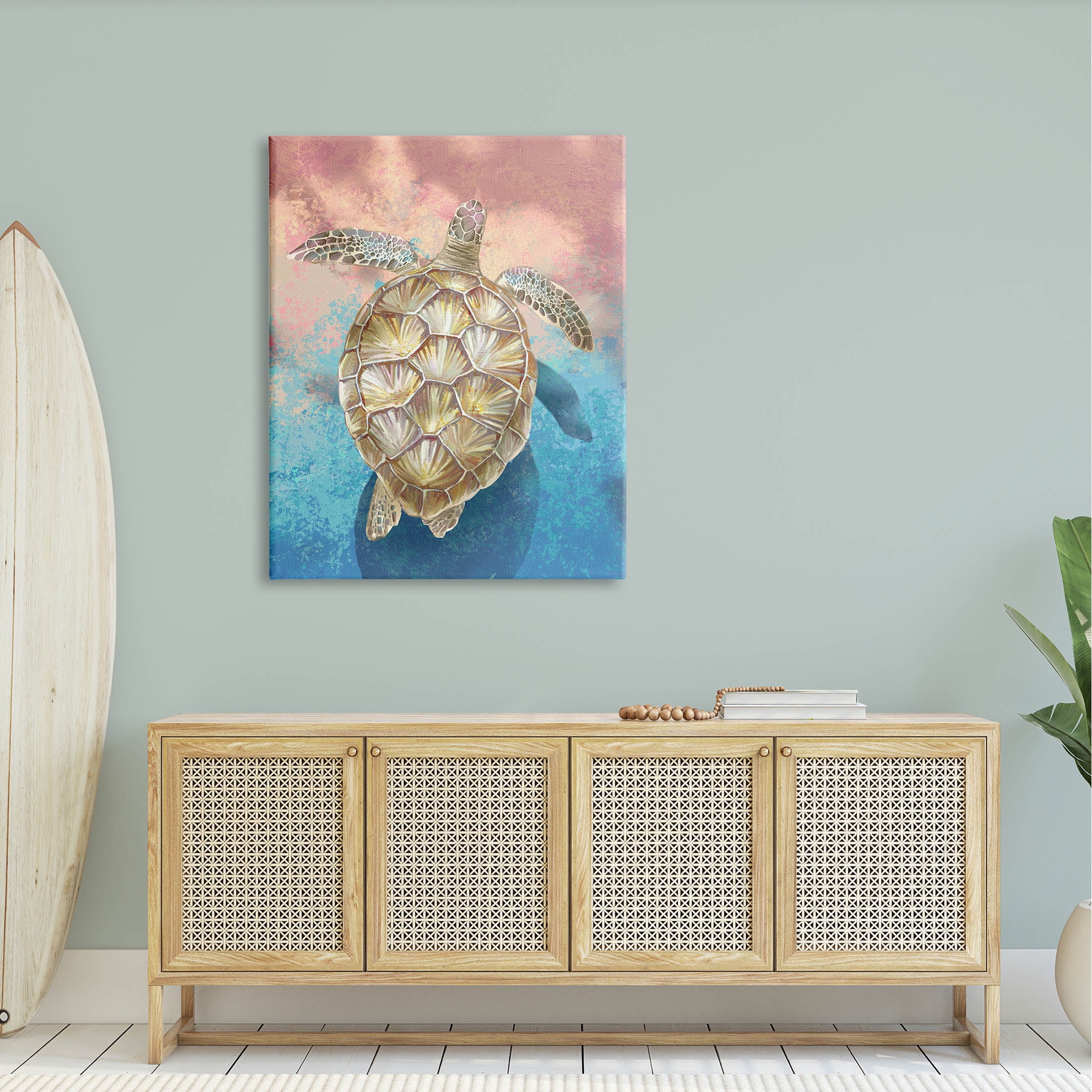 Stupell Industries Vivid Sea Turtle Swimming Painting Gallery Wrapped Canvas Print Wall Art, Design by Ziwei Li