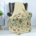 thumbnail image 4 of Flowers Soft Flannel Fleece Throw Blanket, Flourishing Spring Meadow Ornate Nature Romantic Birds Butterflies Leaves, Cozy Plush for Indoor and Outdoor Use, 60" x 80", Multicolor, by Ambesonne, 4 of 5