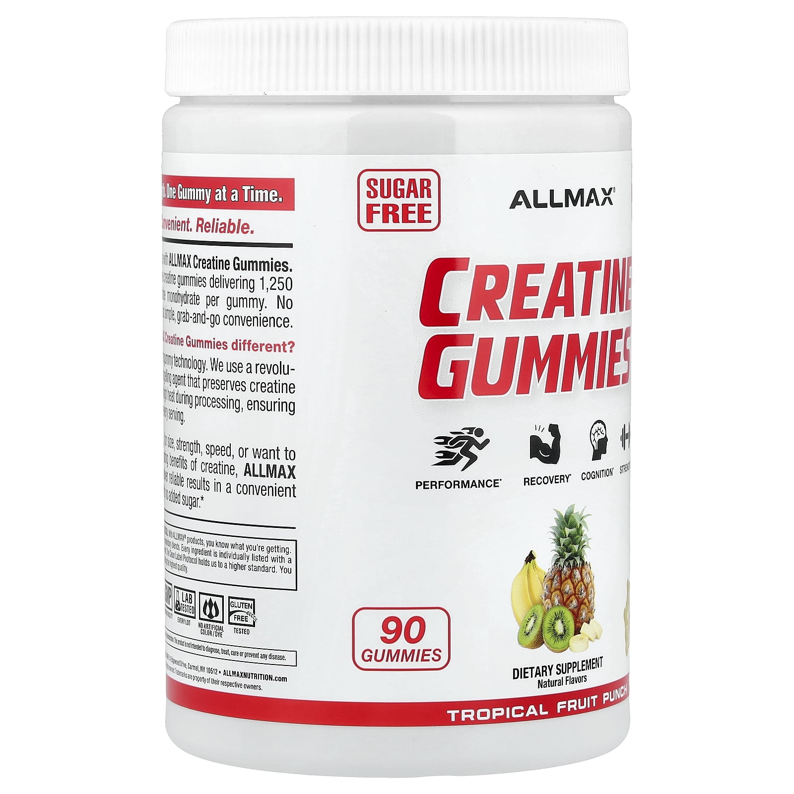 ALLMAX Creatine Gummies, Tropical Fruit Punch, 1,250 mg, 90 Gummies