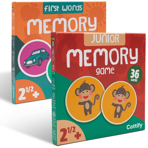 Juego de combinación de recuerdos Cottify para niños de 3 a 5 años con 72 tarjetas