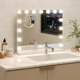 thumbnail image 1 of Vanity Mirror with Lights, Vanity Mirror with 15 Dimmable LED Bulbs, Makeup Mirror with Lights, and 3X Magnification Mirror, Smart Touch 3 Colors Dimmable, Metal Frame, White, 1 of 7