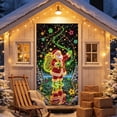 thumbnail image 5 of Christmas Door Curtain, Glow in the Dark Printed Door Cover with Santa and Reindeer Designs, Hanging Holiday Decoration with Cord, 70.9 by 35.4 Inches - Santa Claus, 5 of 6
