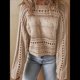 thumbnail image 5 of Suéteres de Otoño con Cuello Redondo de Crochet Calado, Bonitos Suéteres de Invierno para Mujer, Tendencia 2025 Albaricoque XL, 5 of 9