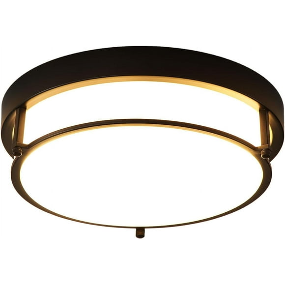 12 inch Black Flush Mount Ceiling Light, 2-Light Hallway Light Fixtures Ceiling, Modern Light Fixtures Ceiling Mount for Kitchen Entryway Bedroom, E26 Socket