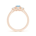 thumbnail image 2 of ANGARA Natural Classic Round Aquamarine and Diamond Three Stone Ring in 14K Rose Gold for Women (Size-5mm) | March Birthstone, Birthday, Anniversary, Jewelry Gift for Women | Natural Aquamarine Ring, 2 of 9