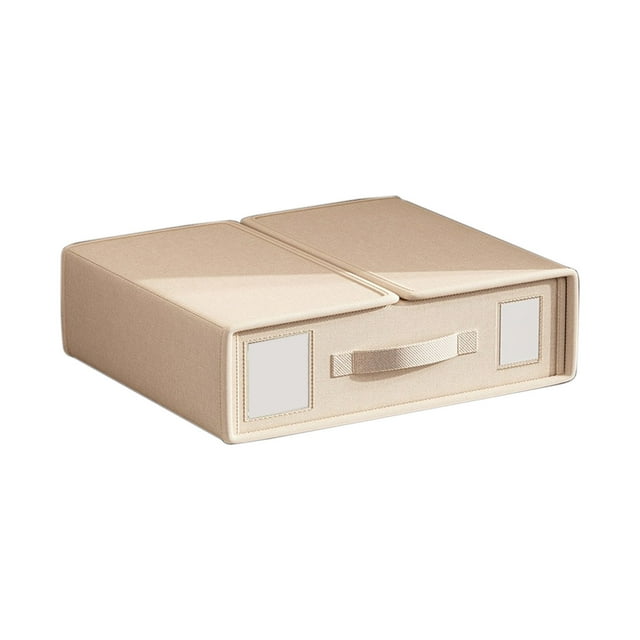 WRKEKC Clearance Bedding Storage Box with Clear PVC Window, Foldable Fabric Organizer for Sheets, Blankets, and Towels