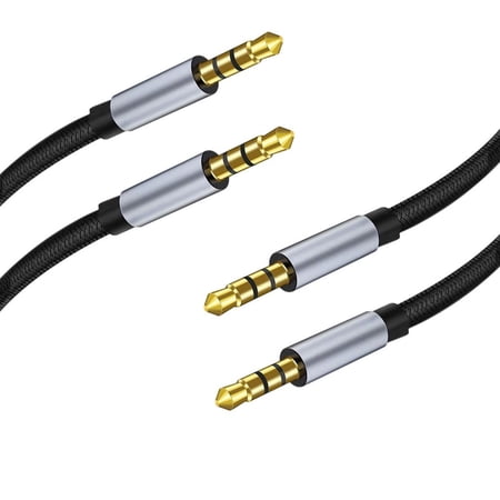 Aux Cable for Car 2 Pack(10ft 3.3ft) 3.5mm Audio Cable Male to Male Stereo Hi-Fi Sound Nylon Braided aux to aux 1/8 Cable for Headphones Car Home Stereos Speakers Tablets Phones