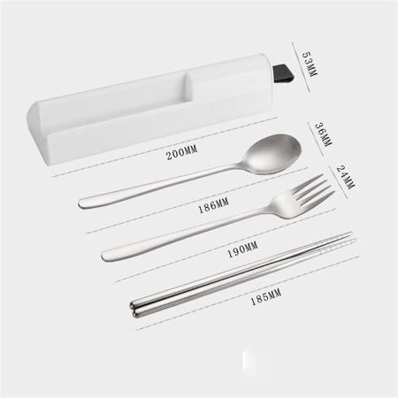 

304 Stainless Steel Spoon Fork Chopsticks Cutlery Set Portable Dinnerware Kit Lunch Tableware with Box Travel Kitchen Accessories