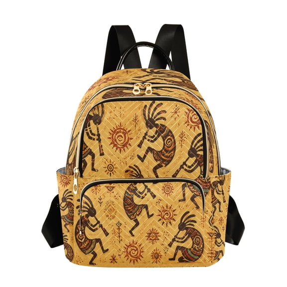 RMDQTR Quilted Backpack Lightweight Casual Daypack with Multi Zipper Pockets for Travel Daily Use Shopping Sports Ethnic Tribal Art Design