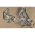 thumbnail image 2 of Alexandre-Gabriel Decamps 18x13 Black Ornate Wood Framed Double Matted Museum Art Print Titled - Two Studies of a Seated Arab with a Pipe (1820-60), 2 of 5