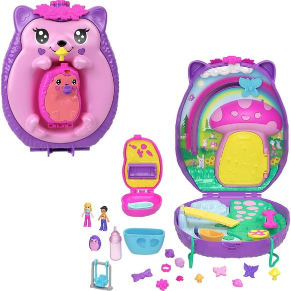 Polly Pocket Sac à main Maman et Bébé Hérissons, 2poupées, 16acc.