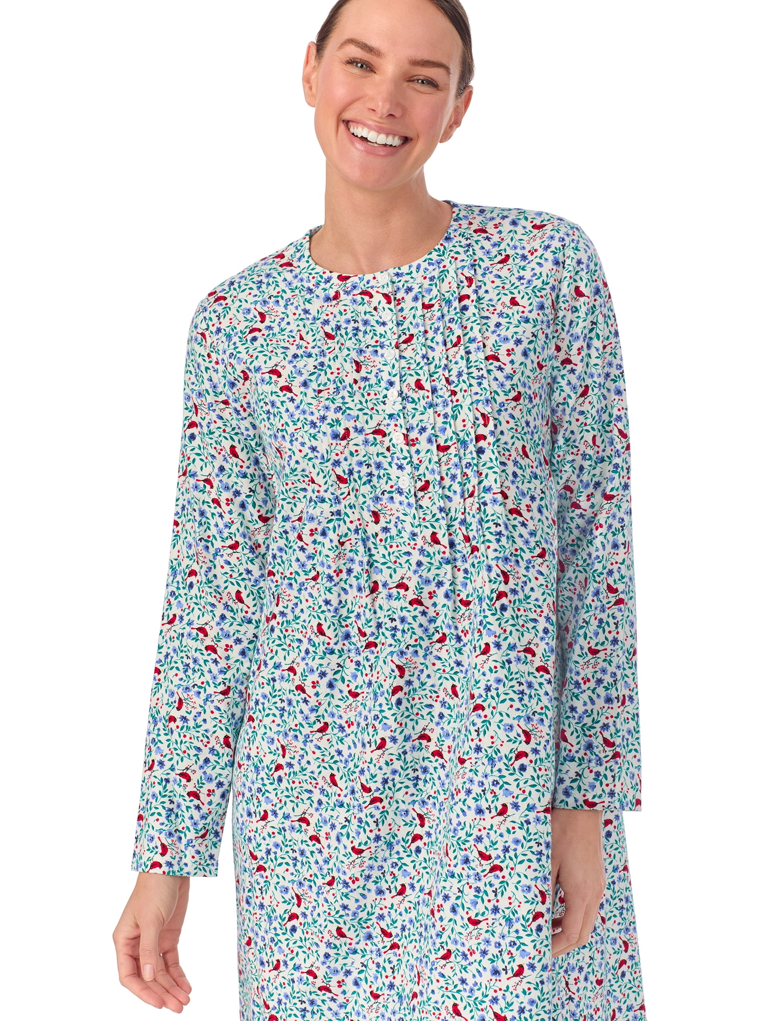 Aria Women’s 100% Cotton Woven Flannel Long Sleeve Nightgown, Sizes XS-5X