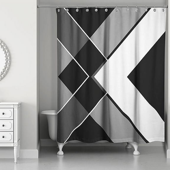 Creative Products Asymmetrical Black And White Angles 71x74 Shower Curtain