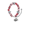 thumbnail image 2 of Silvertone Antiqued Fish Red Christmas Bead Bracelet, 2 of 4