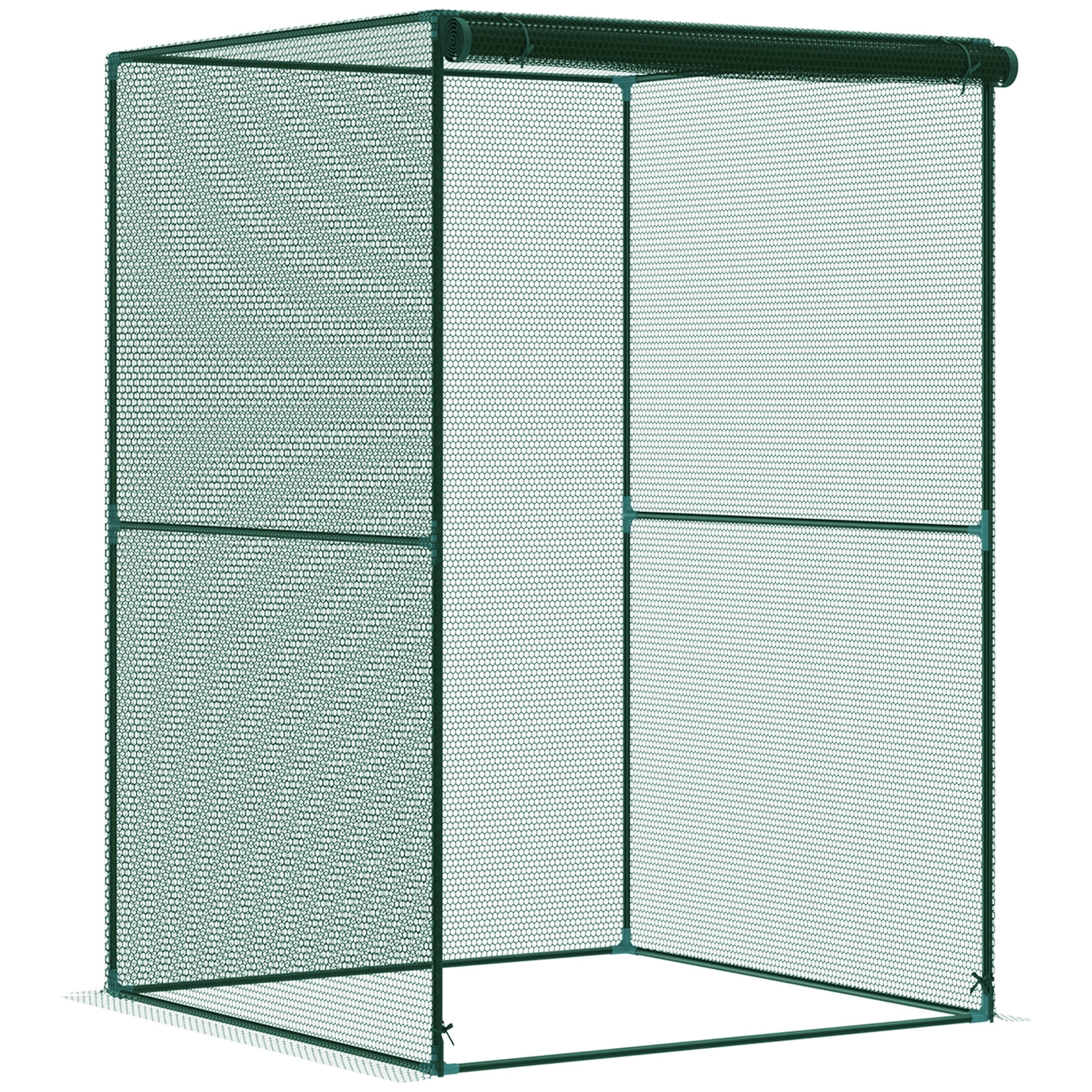 Outsunny 4' x 4' Walk-in Crop Cage, Plant Protectors with Door, Dark Green