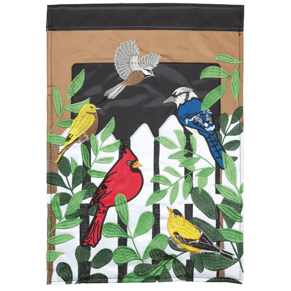 Magnolia Gardens M011349 13 x 18 in. Birds On Fence Polyester Garden Flag
