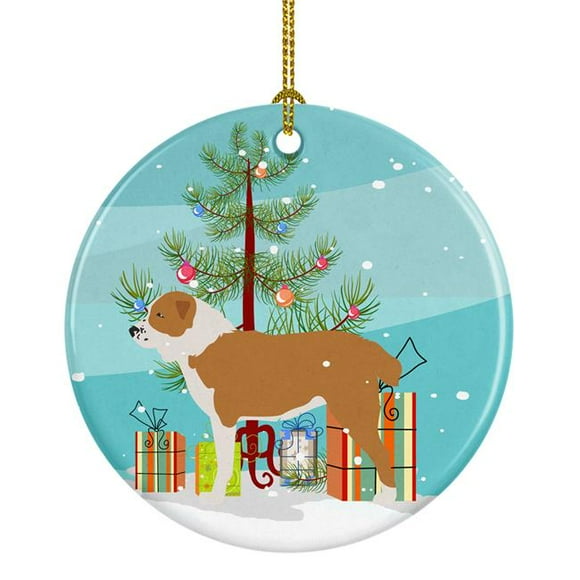 Central Asian Shepherd Dog Merry Christmas Tree Ceramic Ornament