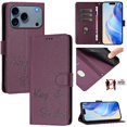 thumbnail image 1 of Wallet Case for iPhone 17 Pro with RFID Block, Magnetic Closure & Card Slots - Keep Smile Design Purple, 1 of 6
