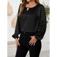 thumbnail image 5 of Women'S Satin Casual Long Sleeve Shirt, Elegant Business Work Top, Formal Autumn Outfit for the Office Black L, 5 of 9