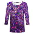 thumbnail image 3 of Youmylove Women Round Neck T-Shirt With Shiny Bright Print Comfortable Three Quarter Sleeve Casual Top Stylish Dailywear, 3 of 4