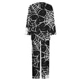 thumbnail image 4 of QIUOMBBP Womens Pajama Sets Halloween Funny Graphic Long Sleeve Pullover Matching Wide Leg Pants 2 Piece Outfits Plus Size Loungewear, Black, S, 4 of 6